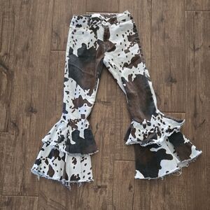 Cow Print Flared Kids Bottoms